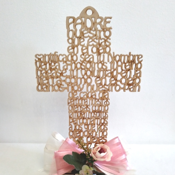 Cruz Padre Nuestro Centro de mesa Bautizo, Primera Comunión Cross Holy communion - Picture 1 of 13